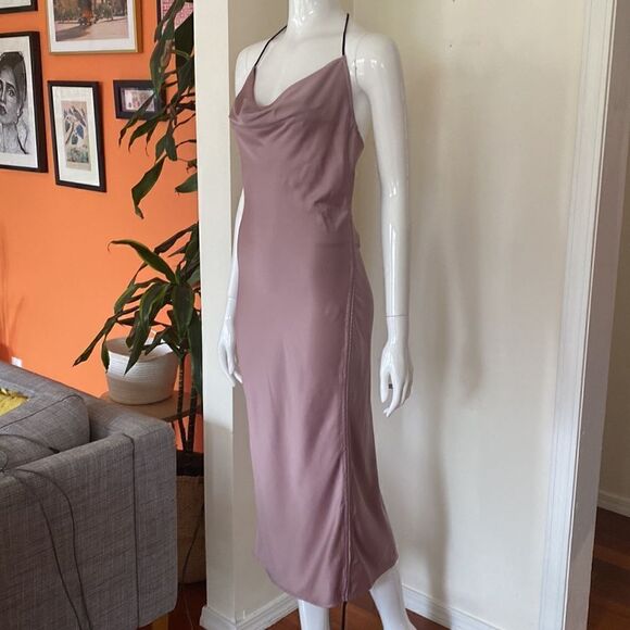 Baby Phat Mauve Cowl Neck Satin Slip Dress Size XS NWT - Picture 5 of 12